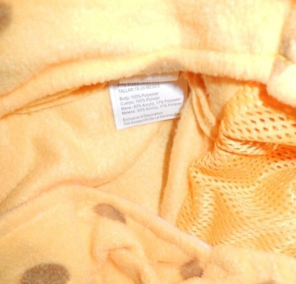 Giraffe Fleece Halloween Costume Suit Infant 18-24 Mos Zip Front Bunting Sleeper - Picture 4 of 5